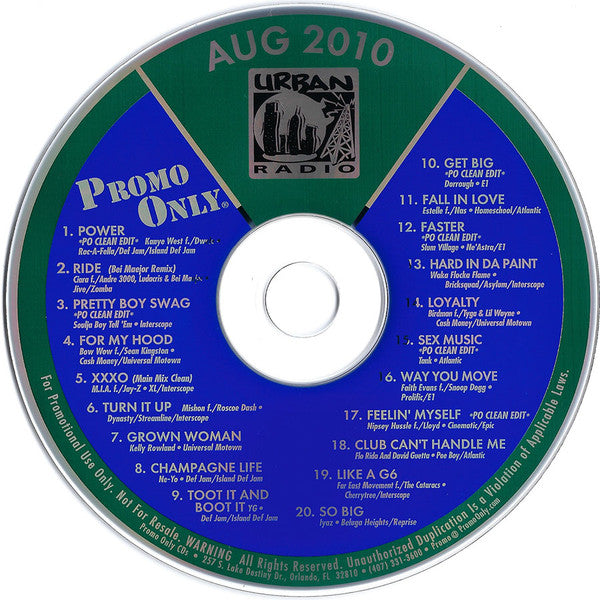 Various : Promo Only Urban Radio: August 2010 (CD, Comp, Promo)