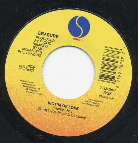Erasure : Victim Of Love (Remix) (7", Single, Styrene)