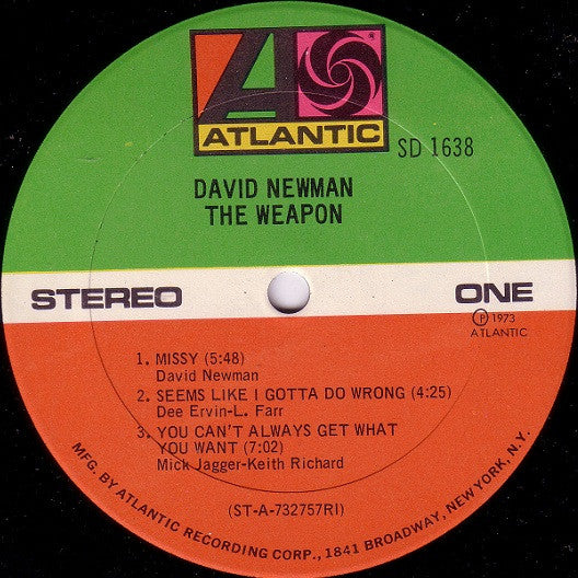 David "Fathead" Newman : The Weapon (LP, Album, RI)