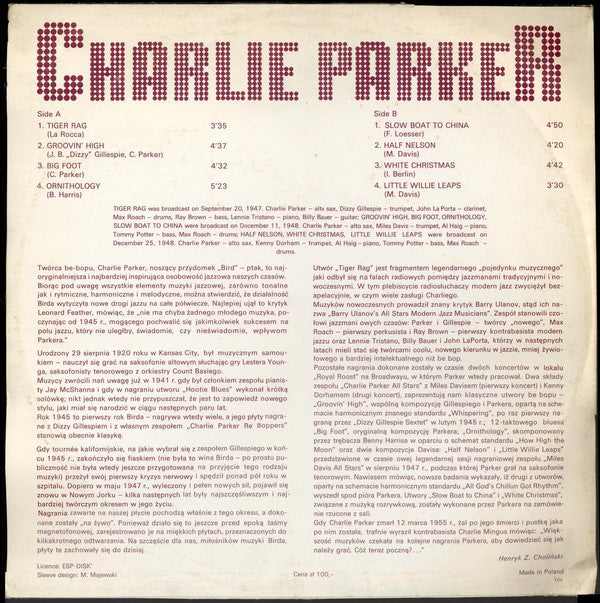 Charlie Parker : Live Performances (LP, RE)