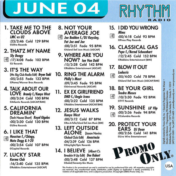 Various : Promo Only Rhythm Radio: June 2004 (CD, Comp, Promo)