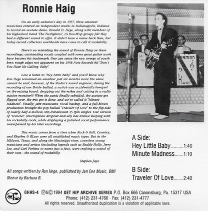 Ronnie Haig : Hey Little Baby (7", RE)