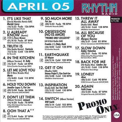 Various : Promo Only Rhythm Radio: April 2005 (CD, Comp, Promo)