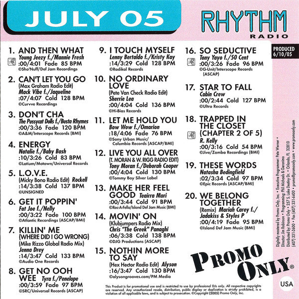 Various : Promo Only Rhythm Radio: July 2005 (CD, Comp, Promo)