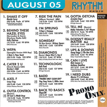 Various : Promo Only Rhythm Radio: August 2005 (CD, Comp, Promo)