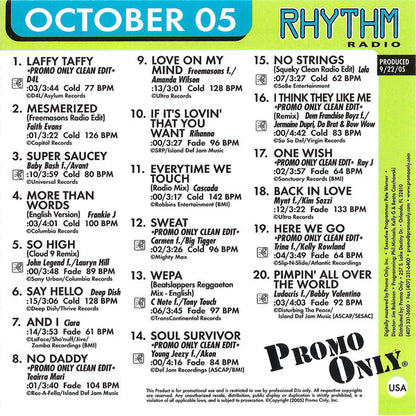 Various : Promo Only Rhythm Radio: October 2005 (CD, Comp, Promo)