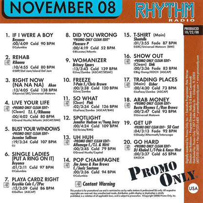 Various : Promo Only Rhythm Radio: November 08 (CD, Comp, Promo)