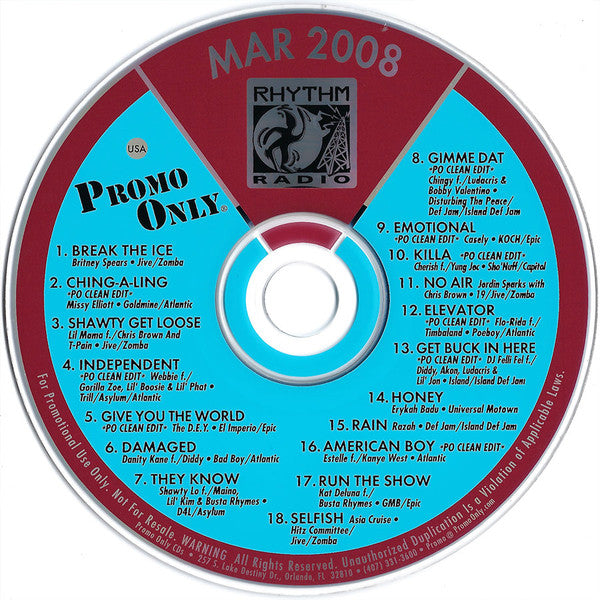 Various : Promo Only Rhythm Radio: March 08 (CD, Comp, Promo)