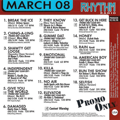 Various : Promo Only Rhythm Radio: March 08 (CD, Comp, Promo)
