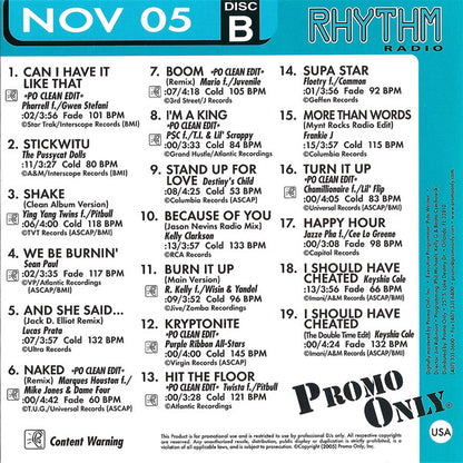 Various : Promo Only Rhythm Radio: November 2005 (2xCD, Comp, Promo)