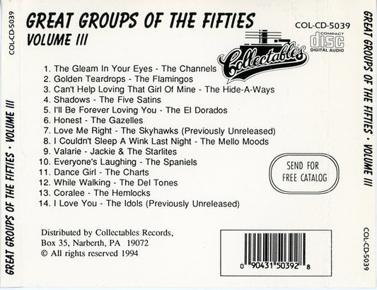 Various : Great Groups Of The Fifties Volume III (CD, Album, Comp)