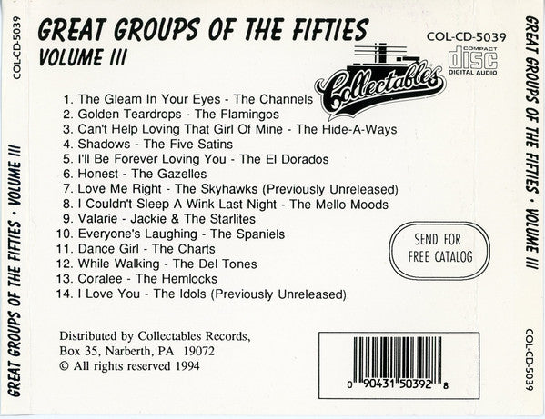 Various : Great Groups Of The Fifties Volume III (CD, Album, Comp)