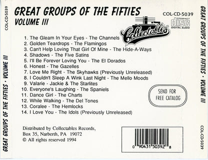 Various : Great Groups Of The Fifties Volume III (CD, Album, Comp)