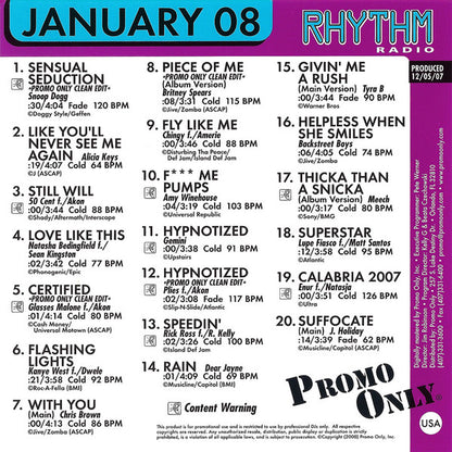 Various : Promo Only Rhythm Radio: January 08 (CD, Comp, Promo)