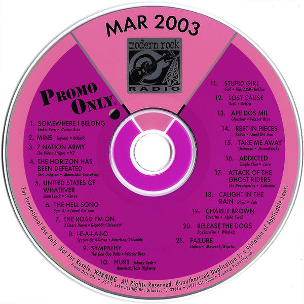 Various : Promo Only Modern Rock Radio: March 2003 (CD, Comp, Promo)