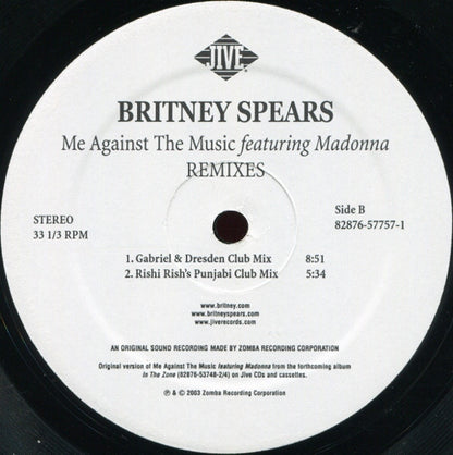 Britney Spears Featuring Madonna : Me Against The Music (Remixes) (2x12")