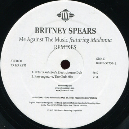 Britney Spears Featuring Madonna : Me Against The Music (Remixes) (2x12")