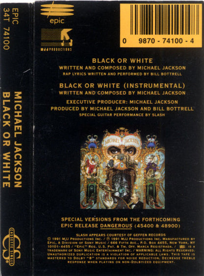 Michael Jackson : Black Or White (Cass, Single)