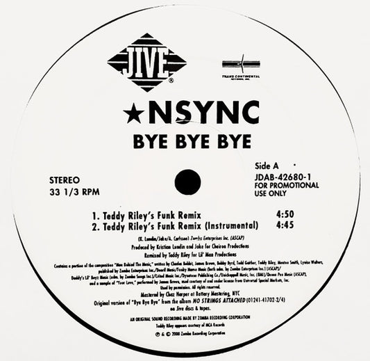 *NSYNC : Bye Bye Bye (The Teddy Riley Remixes) (12", Promo)