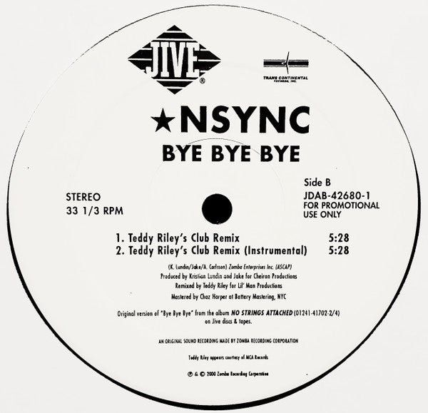 *NSYNC : Bye Bye Bye (The Teddy Riley Remixes) (12", Promo)