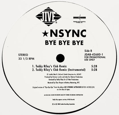 *NSYNC : Bye Bye Bye (The Teddy Riley Remixes) (12", Promo)
