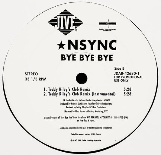 *NSYNC : Bye Bye Bye (The Teddy Riley Remixes) (12", Promo)