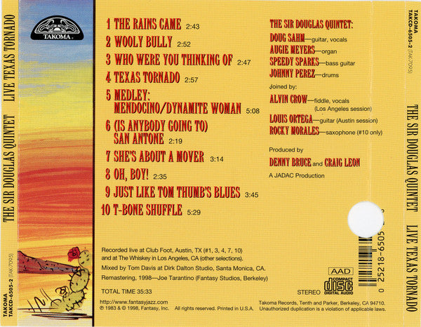 Sir Douglas Quintet : Live Texas Tornado (CD, Album, Promo, RM)