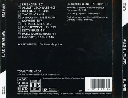 Robert Pete Williams : Free Again (CD, Album, Club, RE, RM, CRC)