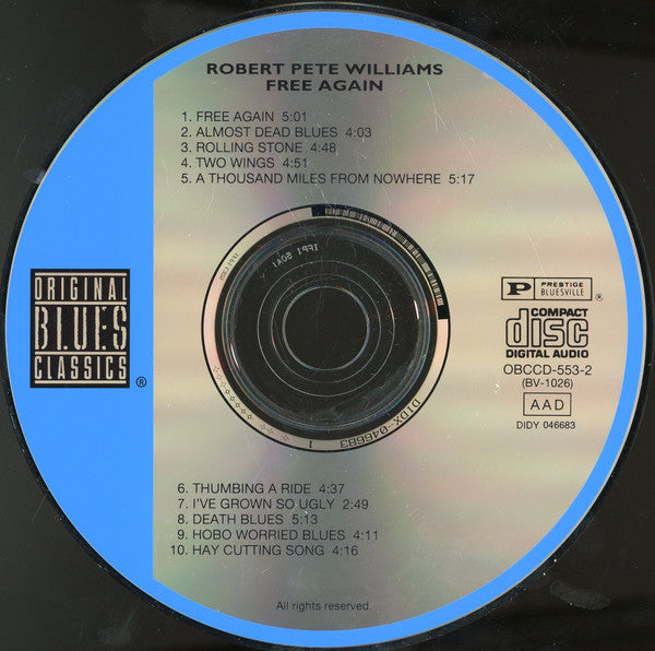 Robert Pete Williams : Free Again (CD, Album, Club, RE, RM, CRC)