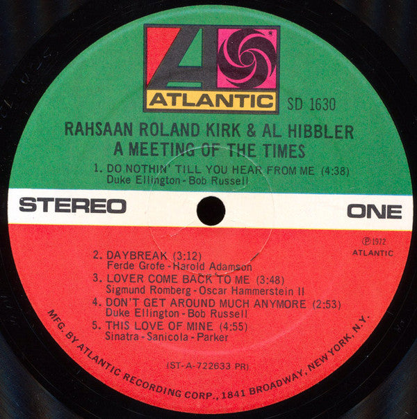 Roland Kirk & Al Hibbler : A Meeting Of The Times (LP, Album, Pre)