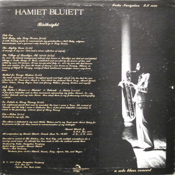 Hamiet Bluiett : Birthright (A Solo Blues Concert) (LP, Album)