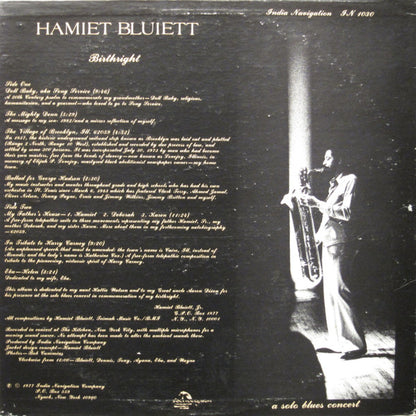 Hamiet Bluiett : Birthright (A Solo Blues Concert) (LP, Album)