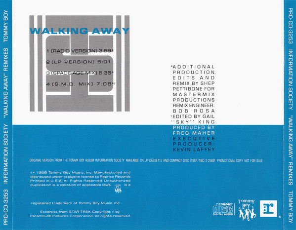 Information Society : Walking Away (Remixes) (CD, Single, Promo)