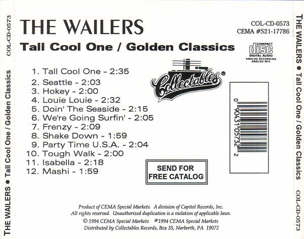 The Wailers (2) : Tall Cool One (CD, Album, Comp, RE)