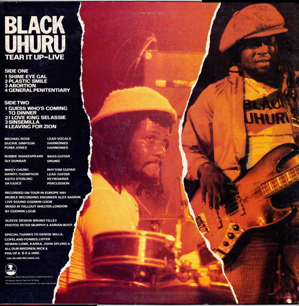 Black Uhuru : Tear It Up - Live (LP, PRC)