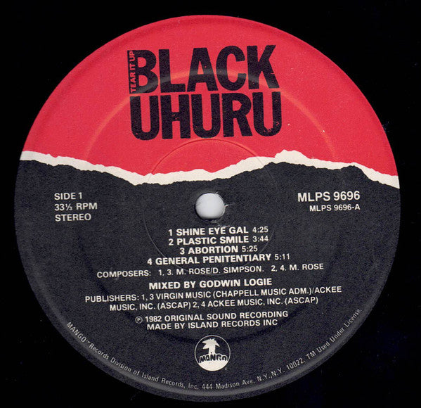 Black Uhuru : Tear It Up - Live (LP, PRC)