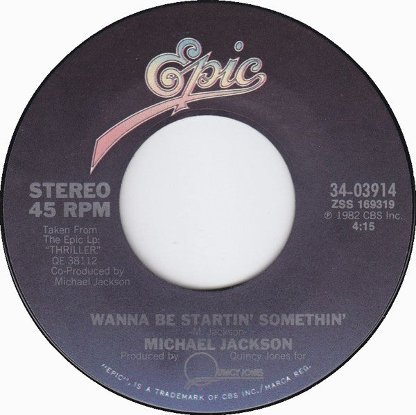 Michael Jackson : Wanna Be Startin' Somethin' (7", Styrene, Pit)