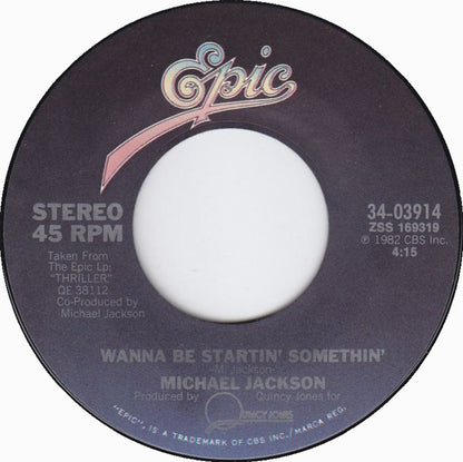 Michael Jackson : Wanna Be Startin' Somethin' (7", Styrene, Pit)