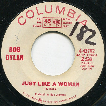 Bob Dylan : Just Like A Woman (7", Promo, Styrene)