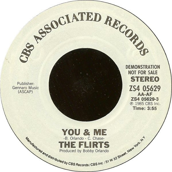 The Flirts : You & Me (7", Single, Promo, Styrene)