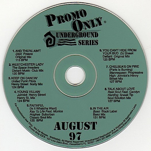 Various : Promo Only Underground Series: August 97 (CD, Comp, Promo)