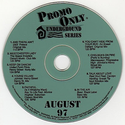 Various : Promo Only Underground Series: August 97 (CD, Comp, Promo)