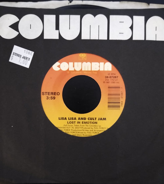 Lisa Lisa & Cult Jam : Lost In Emotion (7", Single, Car)
