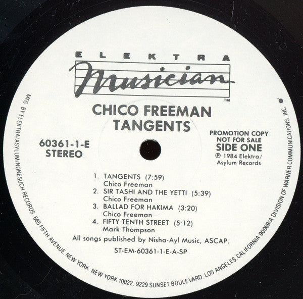 Chico Freeman Featuring Bobby McFerrin : Tangents (LP, Album, Promo, SP)