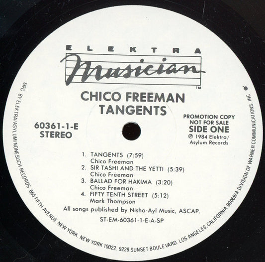 Chico Freeman Featuring Bobby McFerrin : Tangents (LP, Album, Promo, SP)