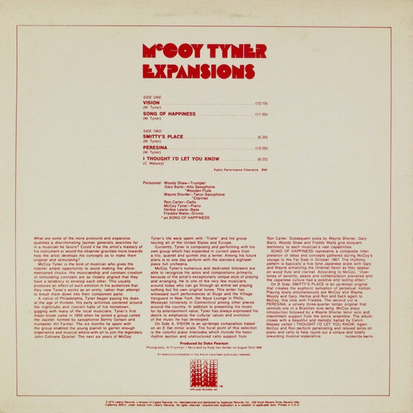 McCoy Tyner : Expansions (LP, Album, RE)