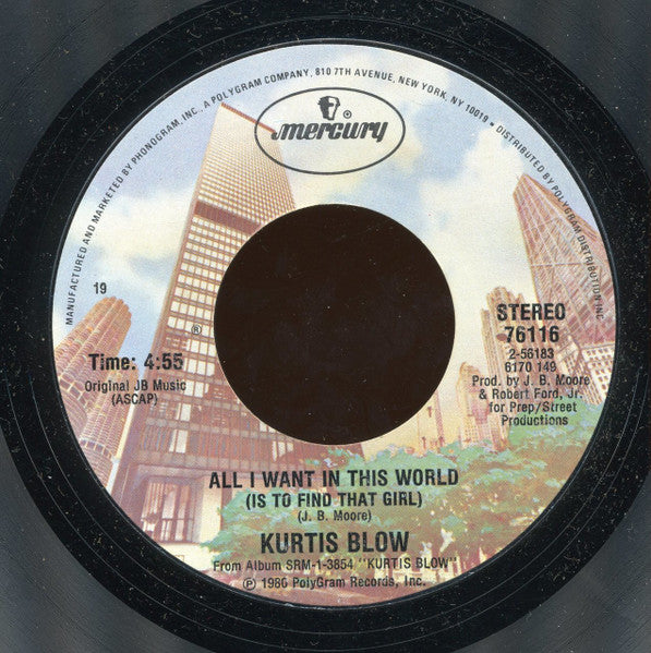 Kurtis Blow : It's Gettin' Hot (7", Styrene)