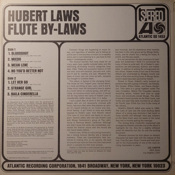 Hubert Laws : Flute By-Laws (LP, Album, RP, PR )