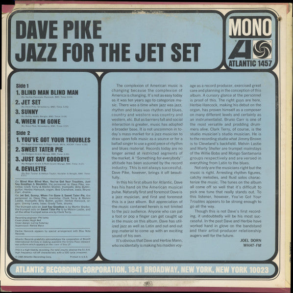 Dave Pike : Jazz For The Jet Set (LP, Album)