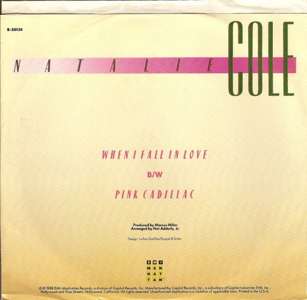 Natalie Cole : When I Fall In Love (7")